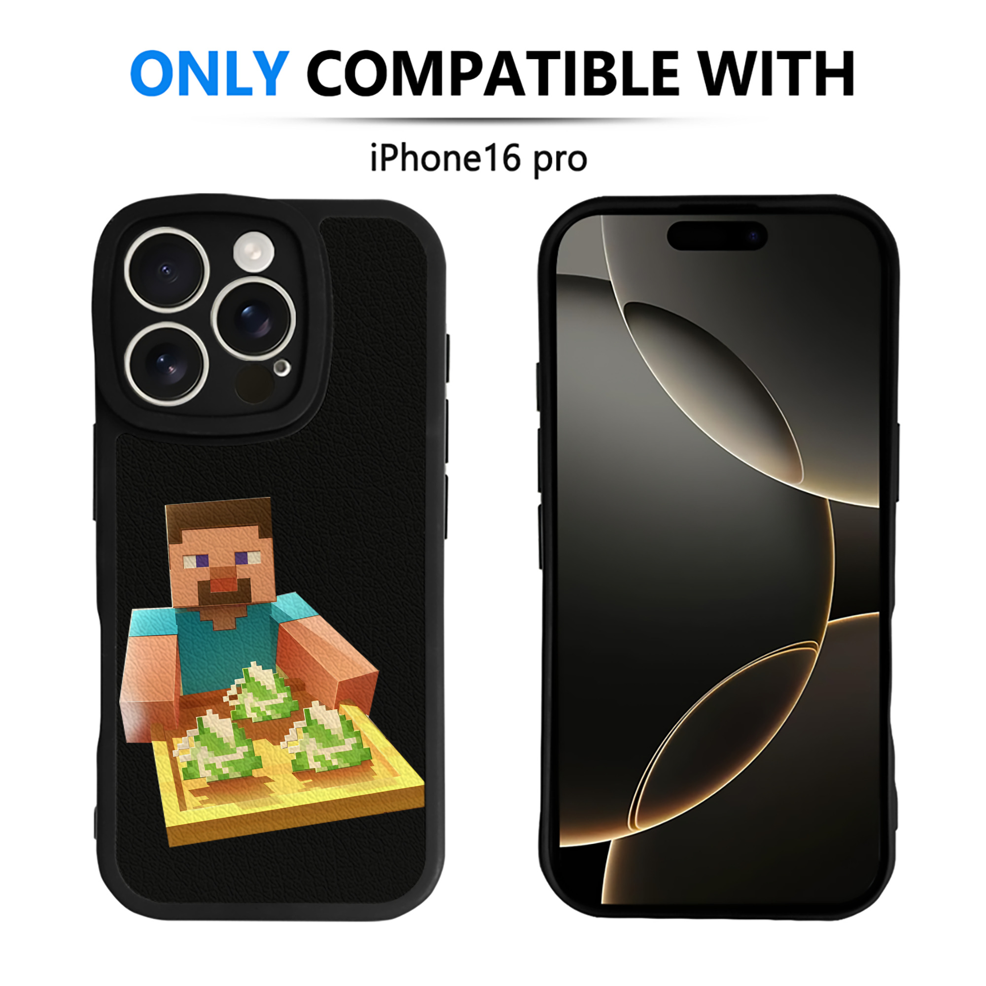 （画像用） マインクラフト ブロックの世界 Minecraft MC Block world 【iPhone 16シリーズ対応】シリコンスマホケース（レザー調） 材質：シリコン